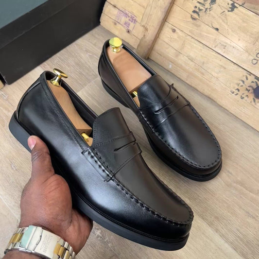 Mocassin en cuir noir ref-Dch 5