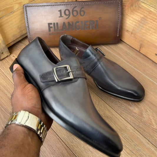 Soulier consulte en cuir gris semelle cuir—Ref DM1